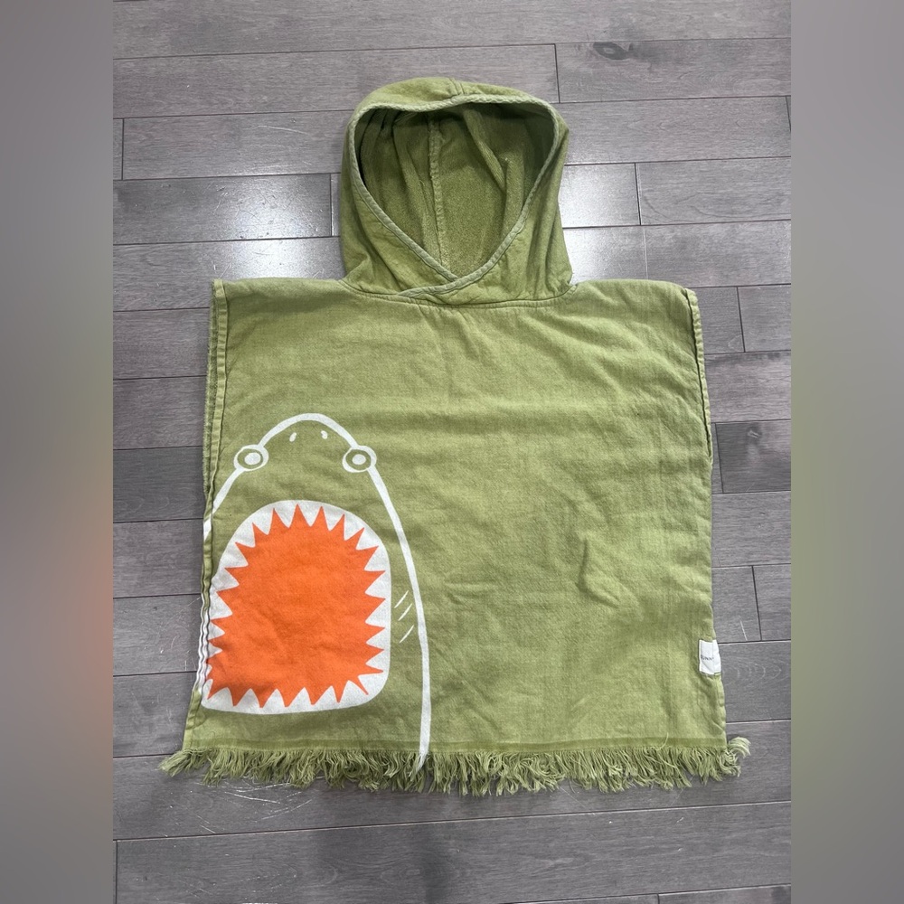 Sunnylife x Anthropologie Kids Shark Attack Beach Poncho, Boho Fringe, Hooded